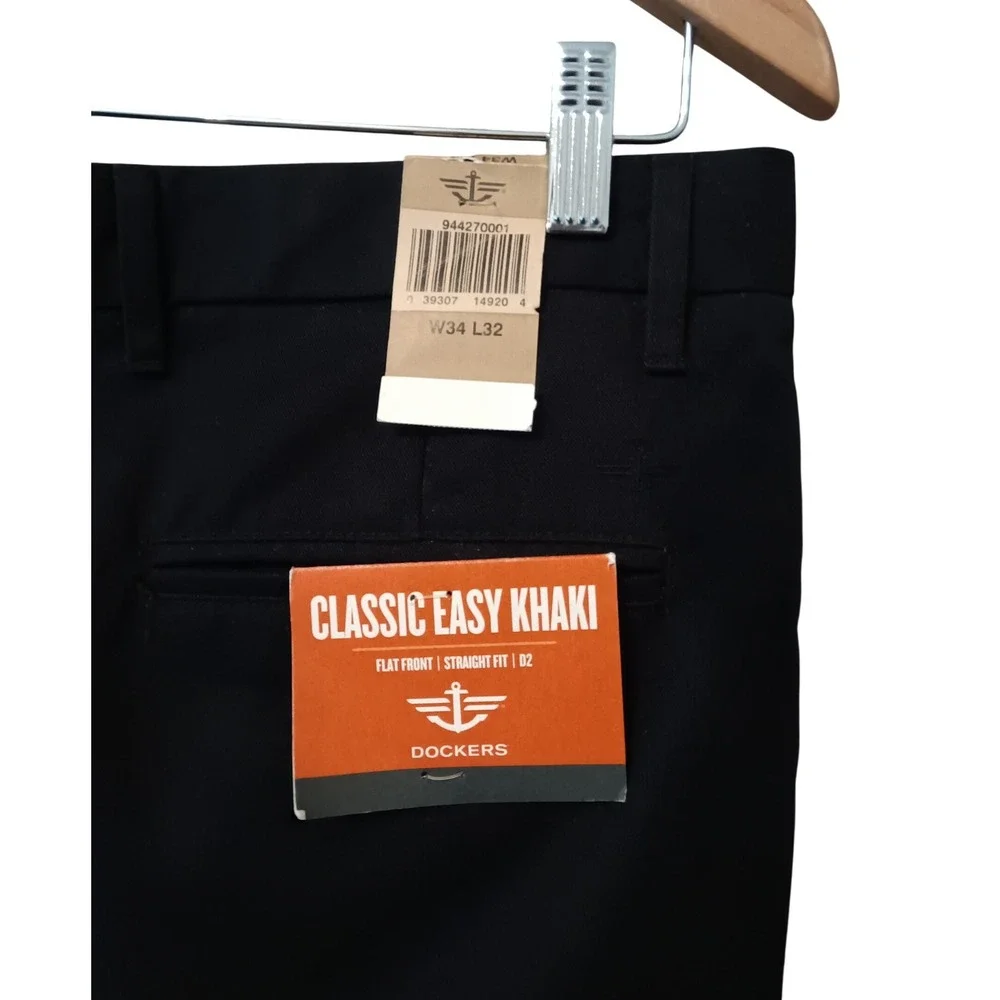 Dockers Mens Classic Easy Khaki Pants W34 L32 Straight Fit D2 Flat Front‎ NWT - Picture 3 of 5